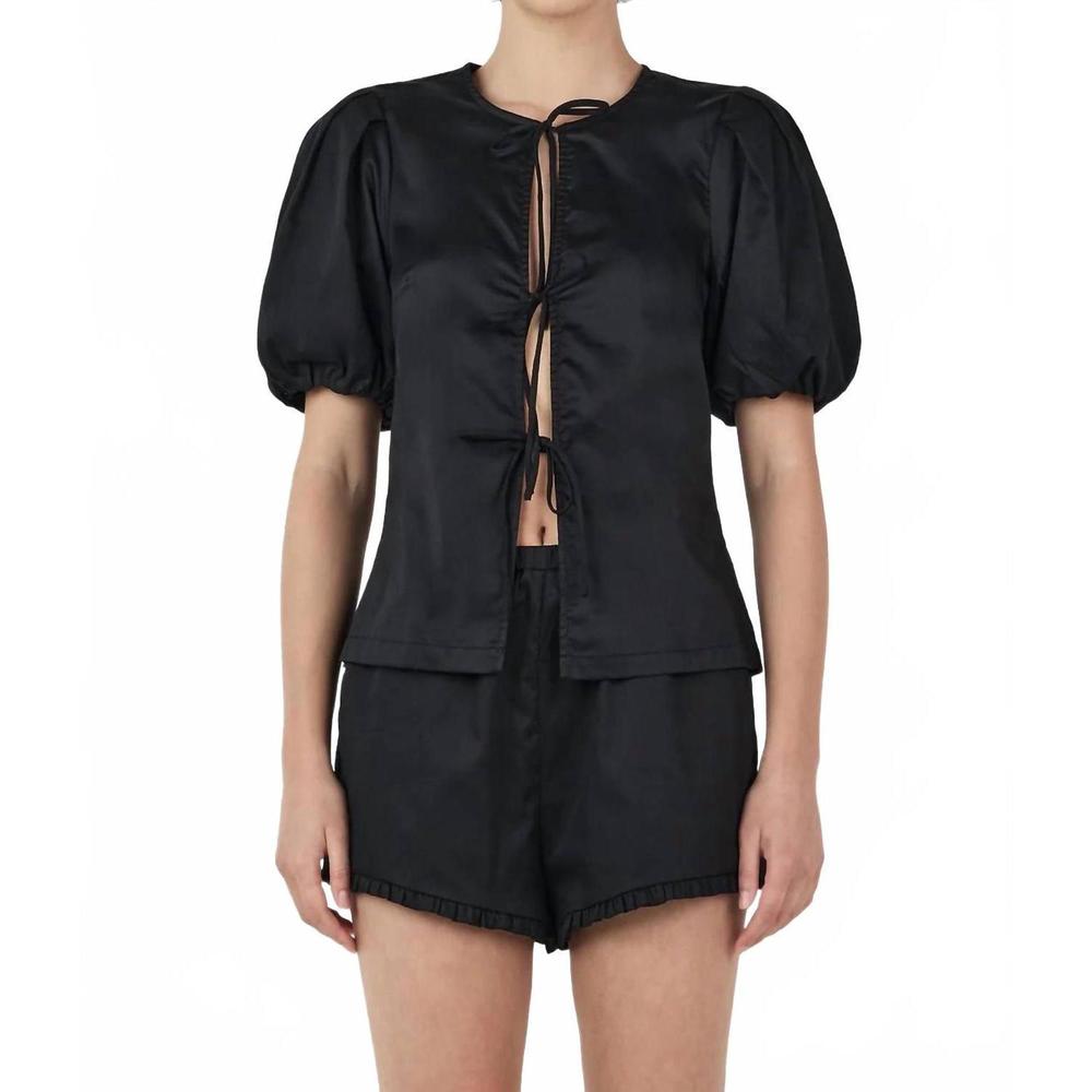 NEW OWNLEY marielle tie-front blouse in black